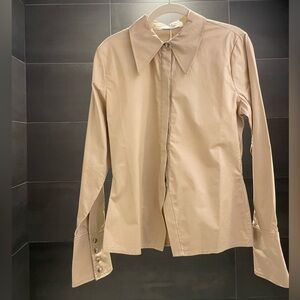 Anine Bing NWT Tiffany Shirt, Size Small, Tan